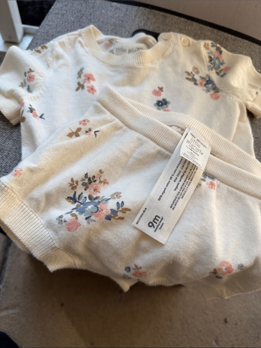 Carter's Cream Floral Baby Sweater Set with Blue and Pink Accents